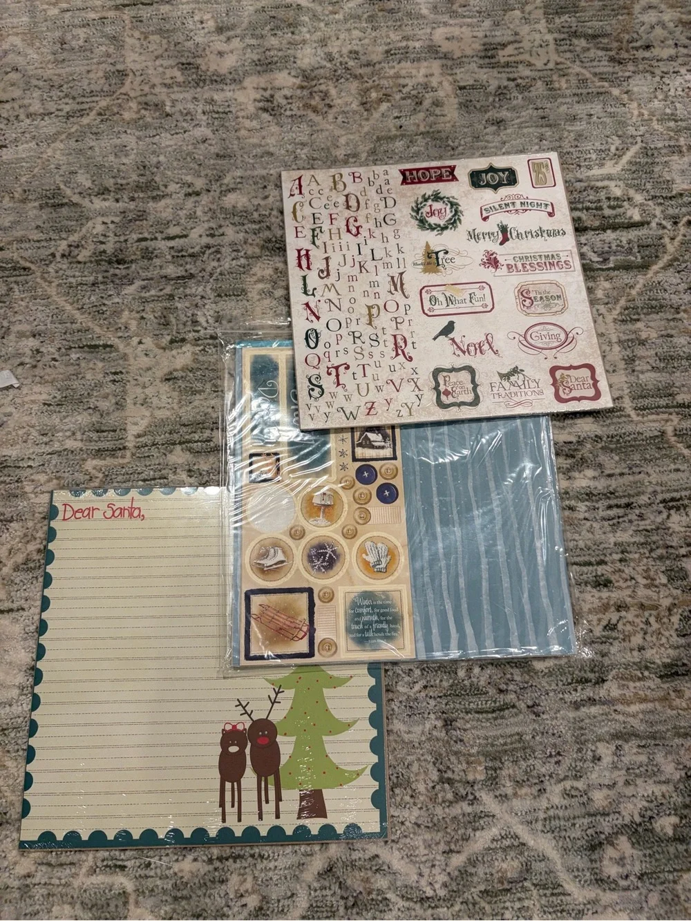 Holiday Stationery Set - Blue, Green, Cream